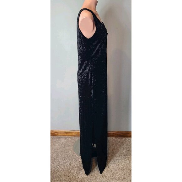 Vintage Crushed Velvet Maxi Dress Size Medium Whimsigoth 1920s Holiday 90s - Picture 3 of 10